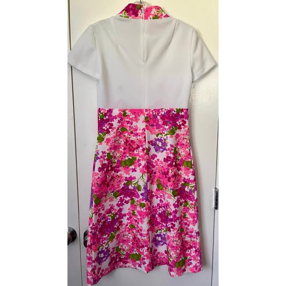 Vintage 60’s White Pink Flower Power Go Go Mini Dress XS Small Groovy Hippie - Picture 2 of 5